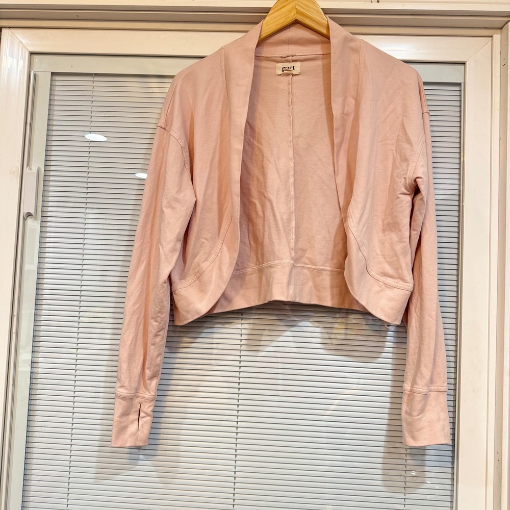 Set of 2 Pact Soft Organic Cotton Cropped Shrug Cardigan Bundle Brown Pink M/L - Picture 3 of 9